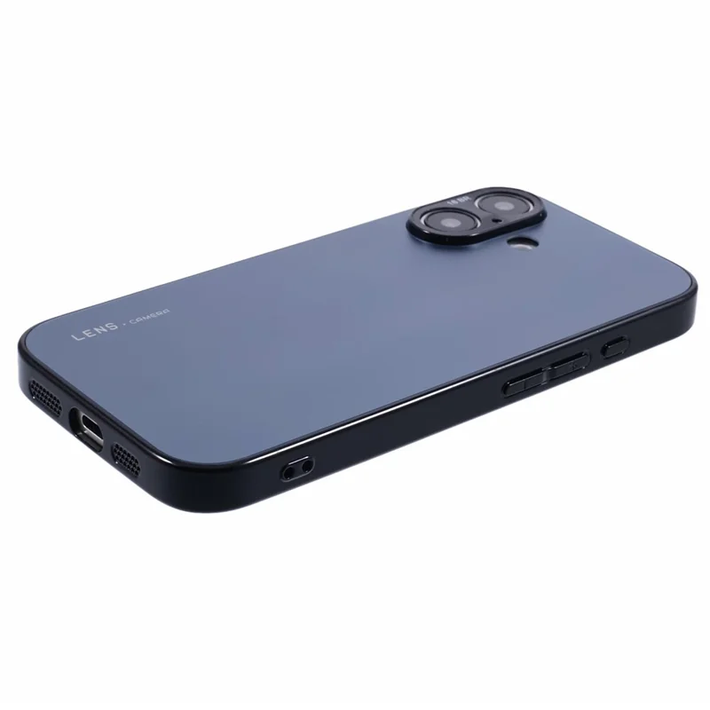 For iPhone 16 Case Acrylic+TPU+Metal Anti-Scratch Phone Cover with Electroplating Frame - Black