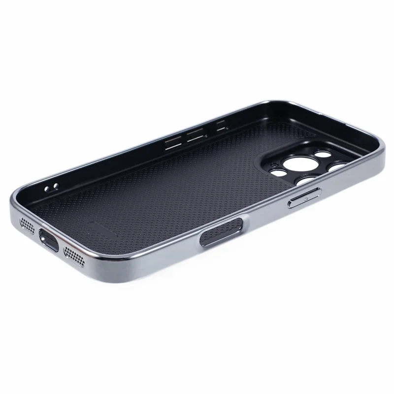 For iPhone 16 Pro Cover Cross Texture PU Leather Coated TPU Cell Phone Case - Black