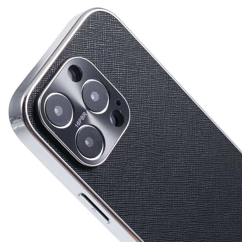 For iPhone 16 Pro Cover Cross Texture PU Leather Coated TPU Cell Phone Case - Black