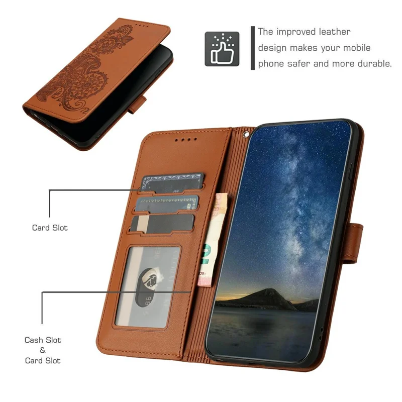 YX0050 Para Infinix Hot 50i 5G / Smart 9 4G Case Mandala Flower Leather Willet Telep Cubierta - Café