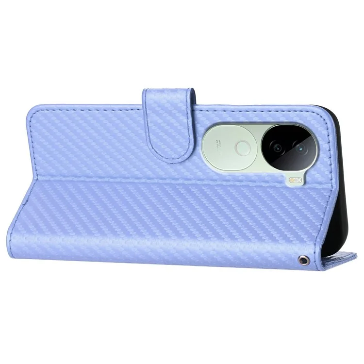 YX0070 For vivo V40e 5G / iQOO Z9s 5G Wallet Case Carbon Fiber Texture Leather Cell Accessories Phone Cover - Light Purple