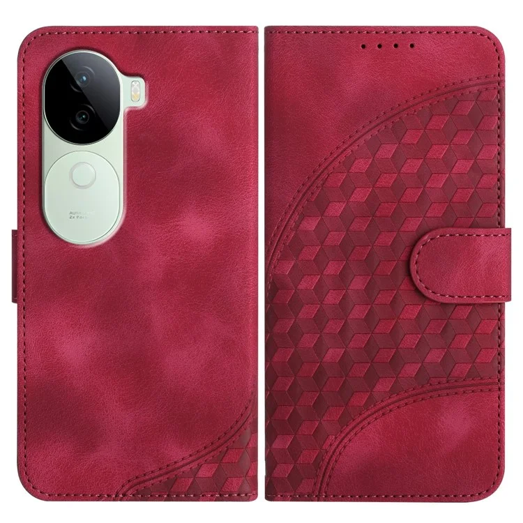 YX0060 Para Vivo V40e 5G / Iqoo Z9s 5G Case de la Cabeza Elefante Patrón de Cuero Cubierta de Cuero - Rosa