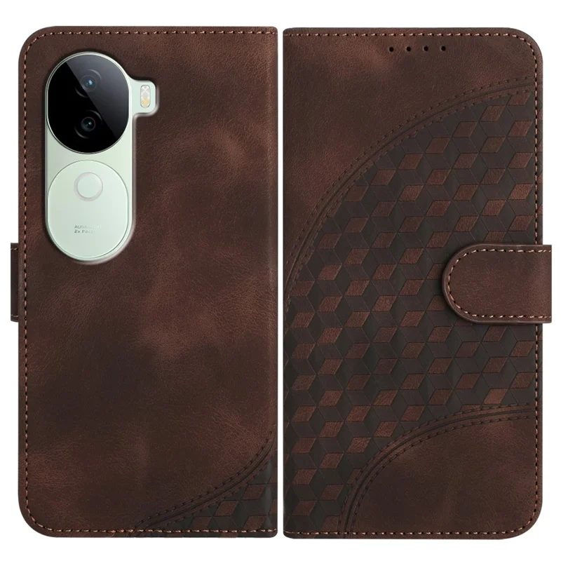 YX0060 For vivo V40e 5G / iQOO Z9s 5G Case Elephant Head Pattern Leather Phone Cover - Coffee