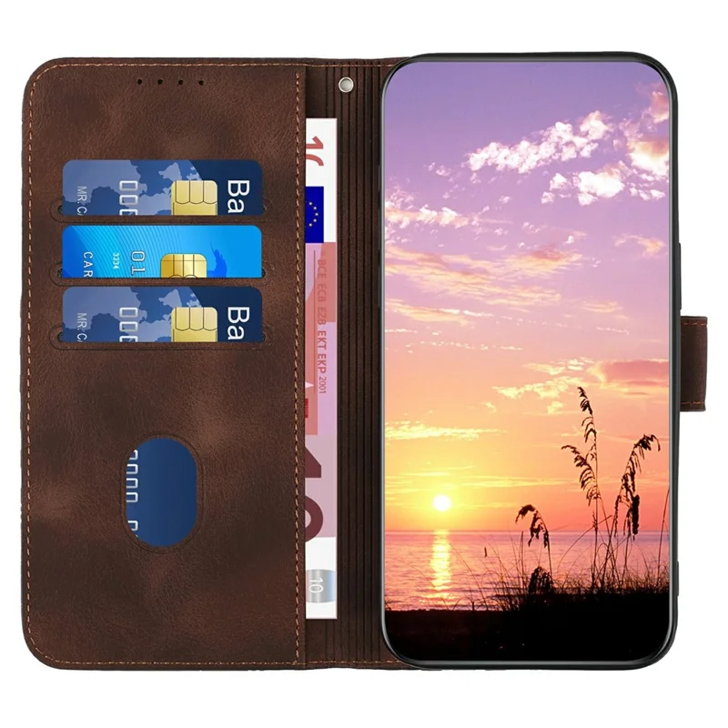 YX0060 For vivo V40e 5G / iQOO Z9s 5G Case Elephant Head Pattern Leather Phone Cover - Coffee