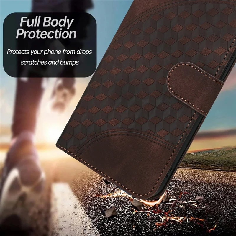 YX0060 For vivo V40e 5G / iQOO Z9s 5G Case Elephant Head Pattern Leather Phone Cover - Coffee