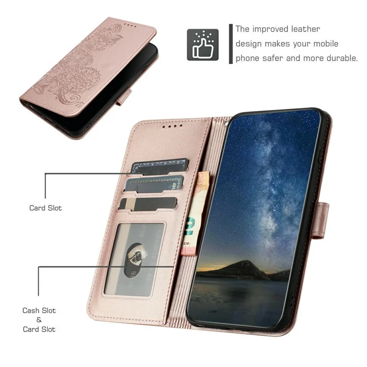 Yx0050 Per Vivo V40e 5g / Iqoo Z9s 5g Case Mandala Flower Wardhet Cover Del Portafoglio - Oro Rosa