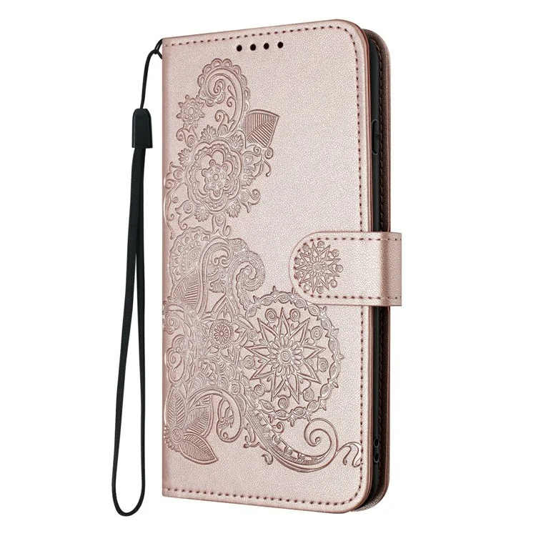Yx0050 Per Vivo V40e 5g / Iqoo Z9s 5g Case Mandala Flower Wardhet Cover Del Portafoglio - Oro Rosa