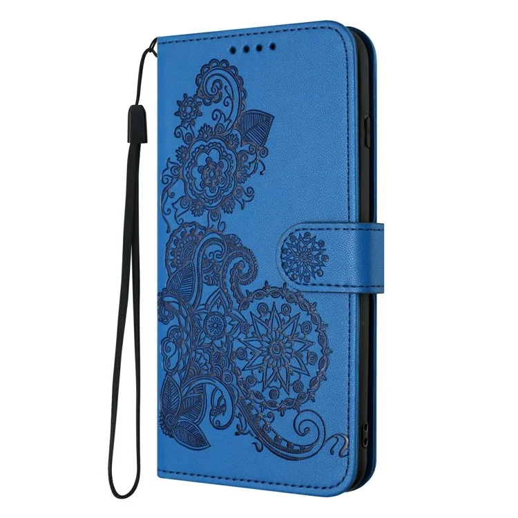 For vivo V40e 5G / iQOO Z9s 5G Phone Cases Mandala Flower Leather Wallet Mobile Cover with Strap - Sapphire