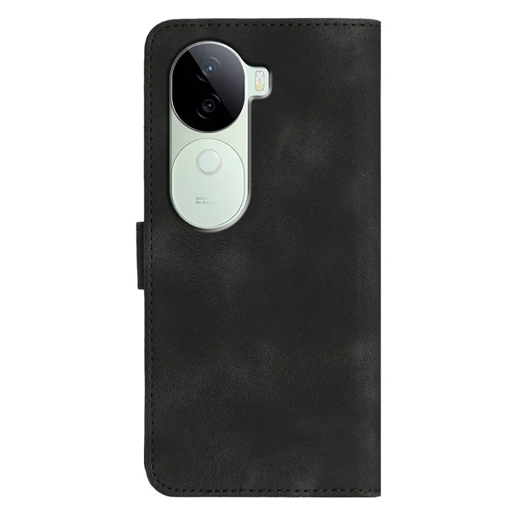 YX0030 For vivo V40e 5G / iQOO Z9s 5G Case Leather Phone Cover Wallet Stand Design - Black