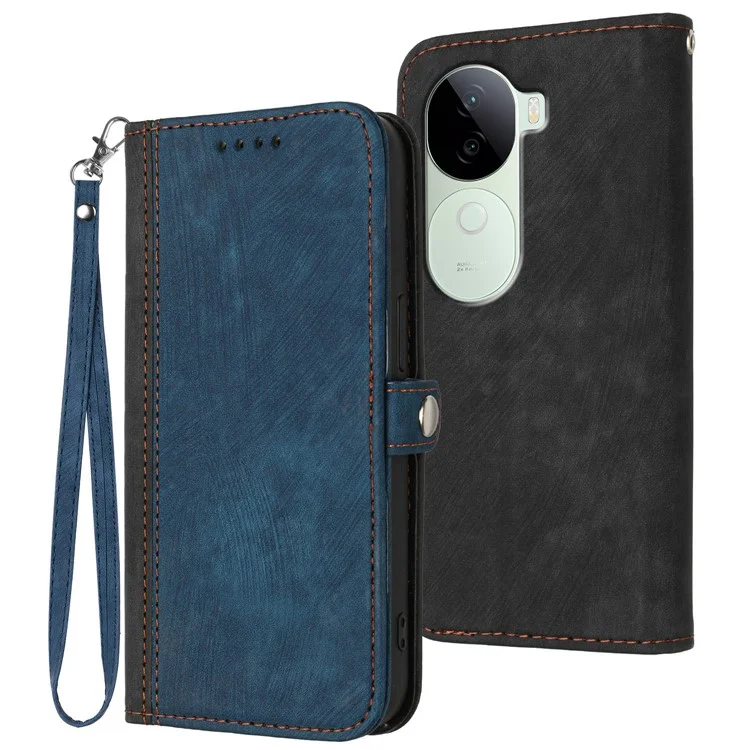 YX0020 For vivo V40e 5G / iQOO Z9s 5G Case Wallet Stand Skin Touch Leather Phone Cover - Sapphire