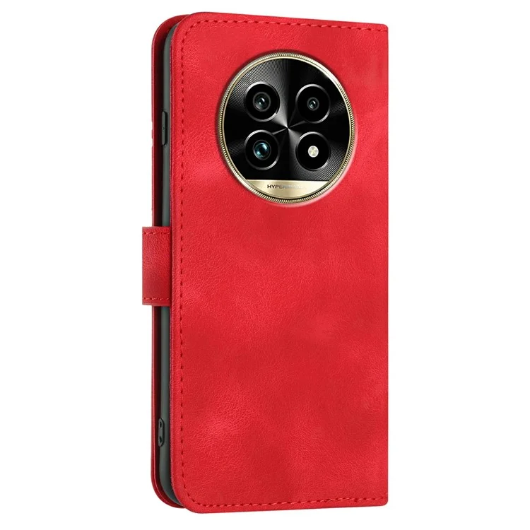 YX0040 For Realme 13 Pro 5G (Global) / 13 Pro+ 5G (Global) Case Leather Phone Cover Geometry Pattern - Red