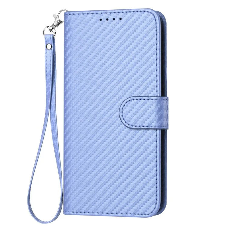 YX0070 For Samsung Galaxy S25 Ultra Wallet Case Carbon Fiber Texture Leather Cell Accessories Phone Cover - Light Purple