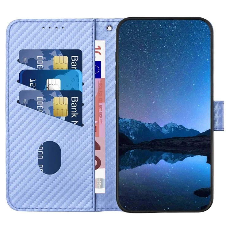YX0070 For Samsung Galaxy S25 Ultra Wallet Case Carbon Fiber Texture Leather Cell Accessories Phone Cover - Light Purple