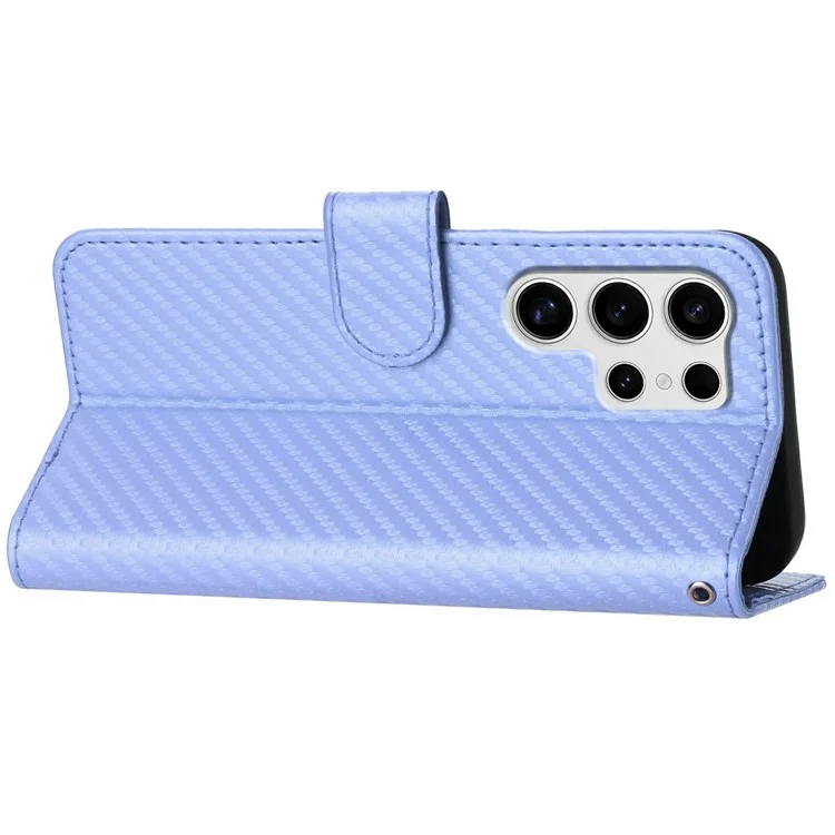 YX0070 For Samsung Galaxy S25 Ultra Wallet Case Carbon Fiber Texture Leather Cell Accessories Phone Cover - Light Purple