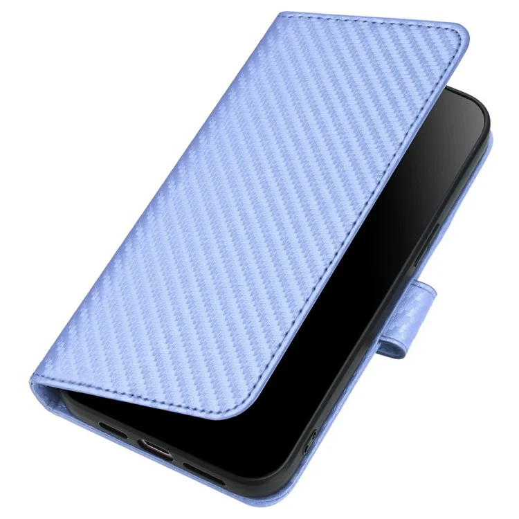YX0070 For Samsung Galaxy S25 Ultra Wallet Case Carbon Fiber Texture Leather Cell Accessories Phone Cover - Light Purple