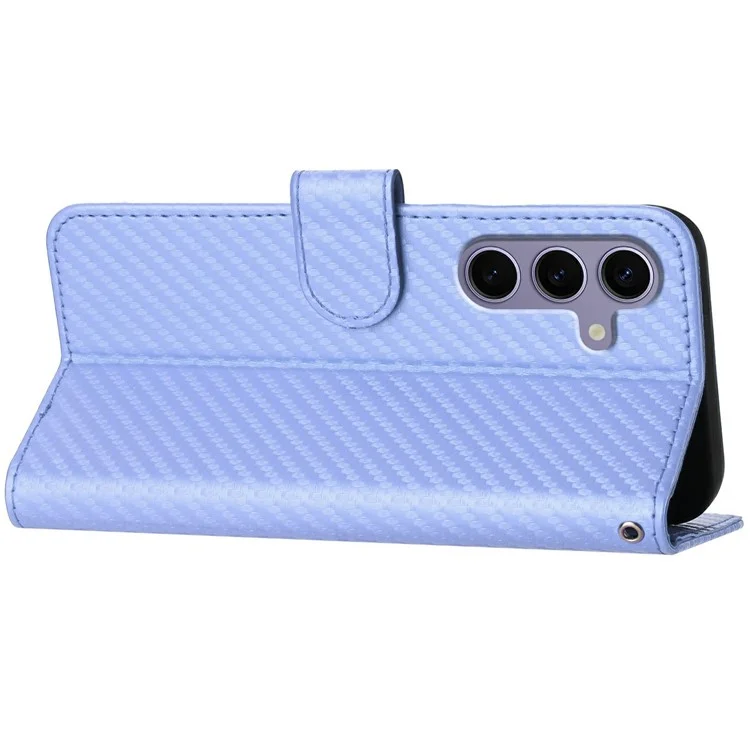 YX0070 For Samsung Galaxy S25 Wallet Case Carbon Fiber Texture Leather Cell Accessories Phone Cover - Light Purple