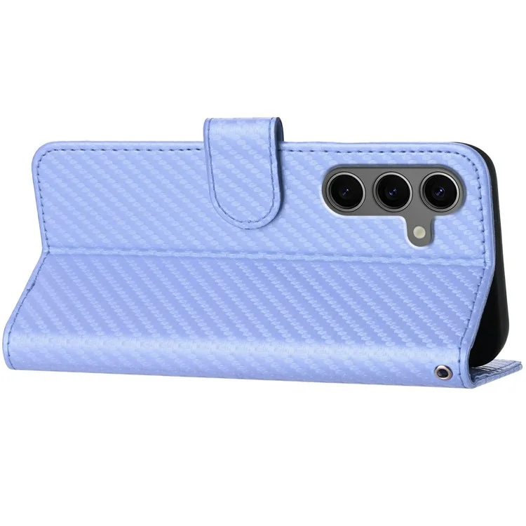 YX0070 For Samsung Galaxy S25+ Wallet Case Carbon Fiber Texture Leather Cell Accessories Phone Cover - Light Purple