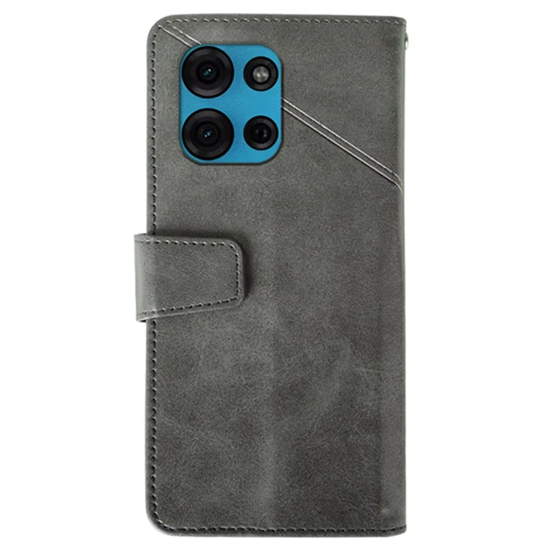 IDEWEI voor Motorola Moto G75 5G hoesje Lederen portemonnee telefoonhoes Stand Kalfstextuur - Grijs