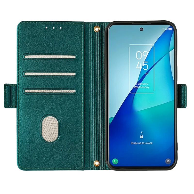 For iPhone 15 Pro Max Leather Wallet Case RFID Blocking Stand Cover with Hand Strap - Green