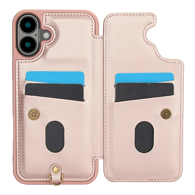 SY-001 For iPhone 16 Case Card Slots Leather Coated TPU Flower Phone Cover - Pink