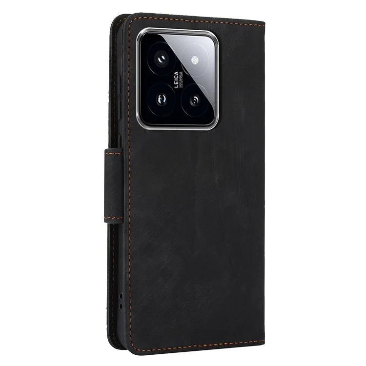 SY-001 For Xiaomi 14T Pro Case Flower Butterfly Leather Wallet Phone Cover with Hand Strap - Black