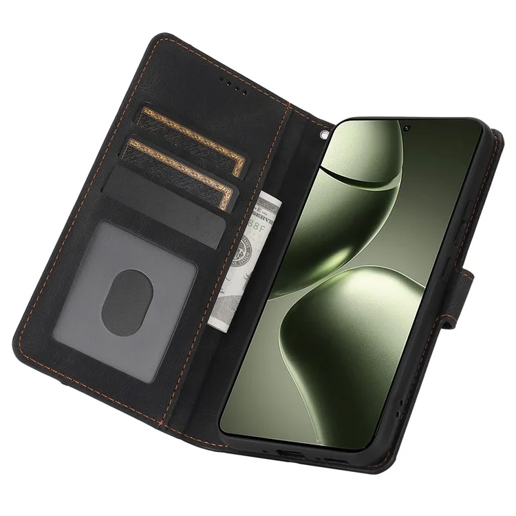 Für Xiaomi 14T Hülle PU-Leder Handyhülle mit Wallet Stand View - Schwarz
