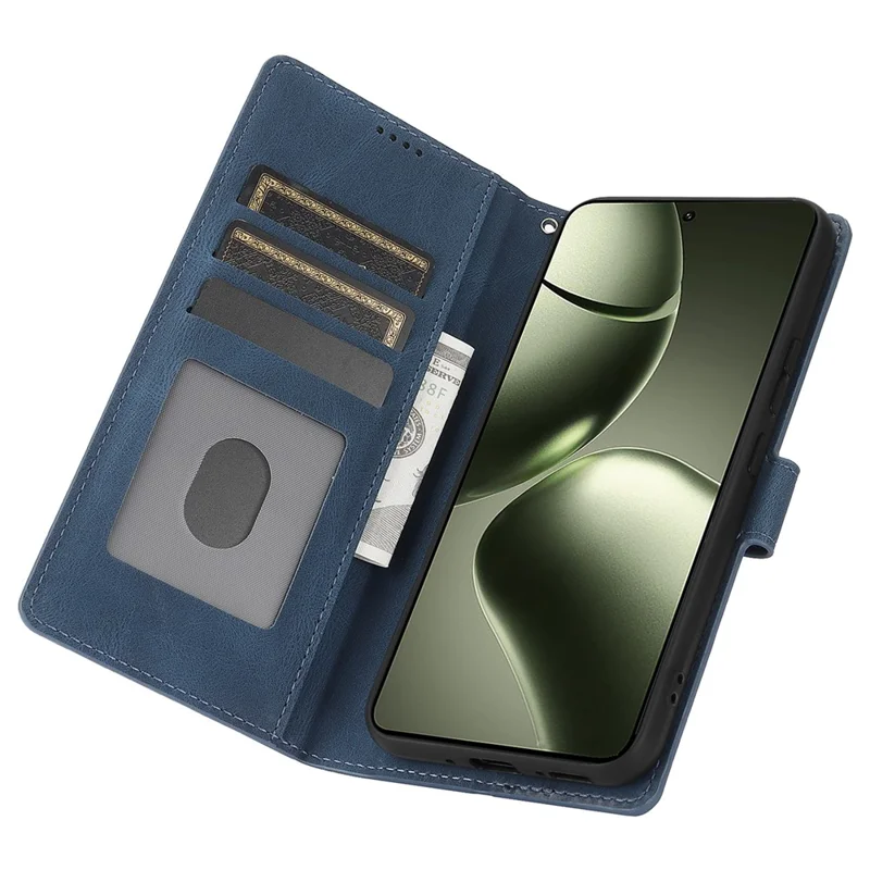 For Xiaomi 14T Case PU Leather Phone Cover with Wallet Stand View - Blue