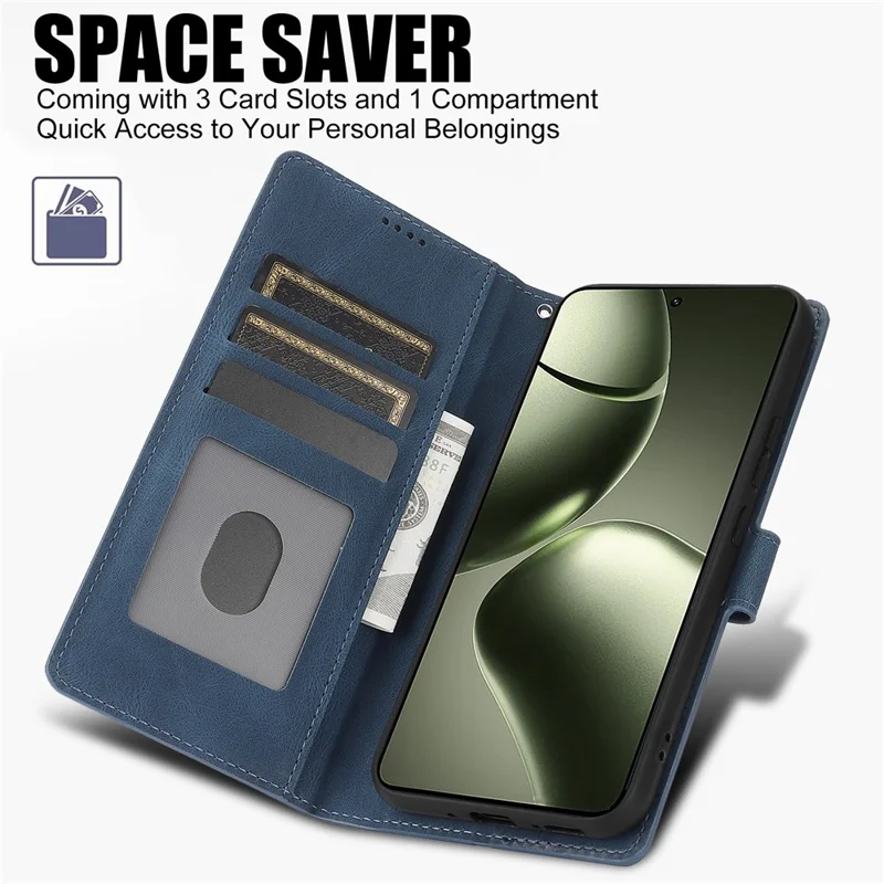 For Xiaomi 14T Case PU Leather Phone Cover with Wallet Stand View - Blue