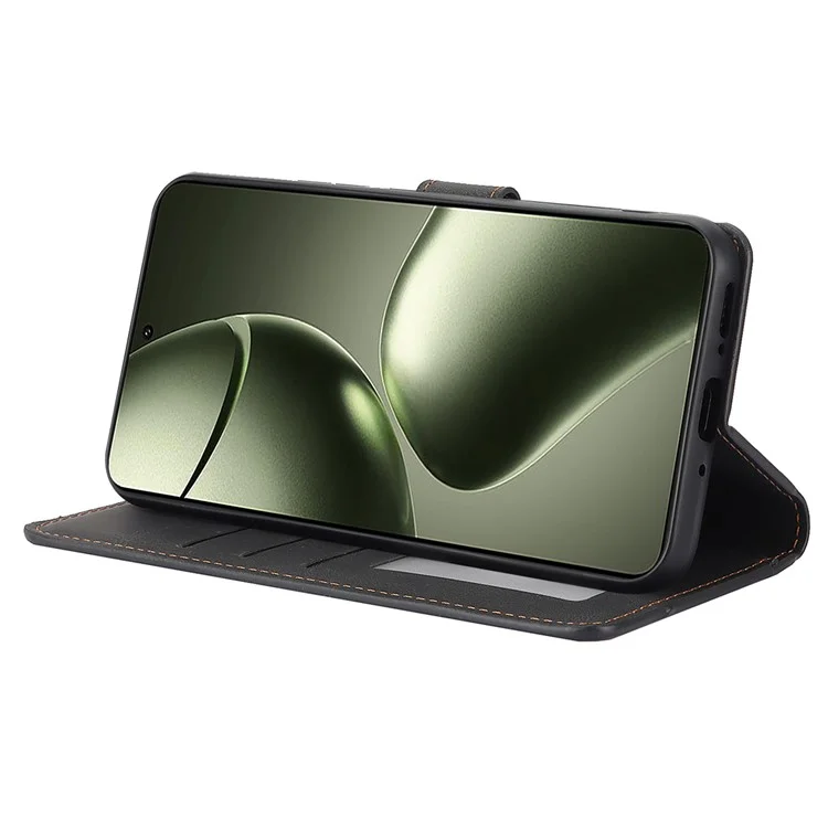 Capa de telefone de couro PU para Xiaomi 14T Pro com carteira, suporte e visor - Preta