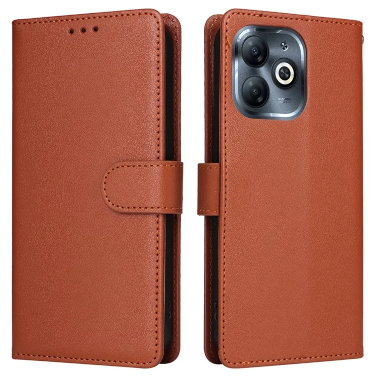 For Infinix Smart 8 4G Case Wallet Stand View PU Leather Phone Cover - Brown