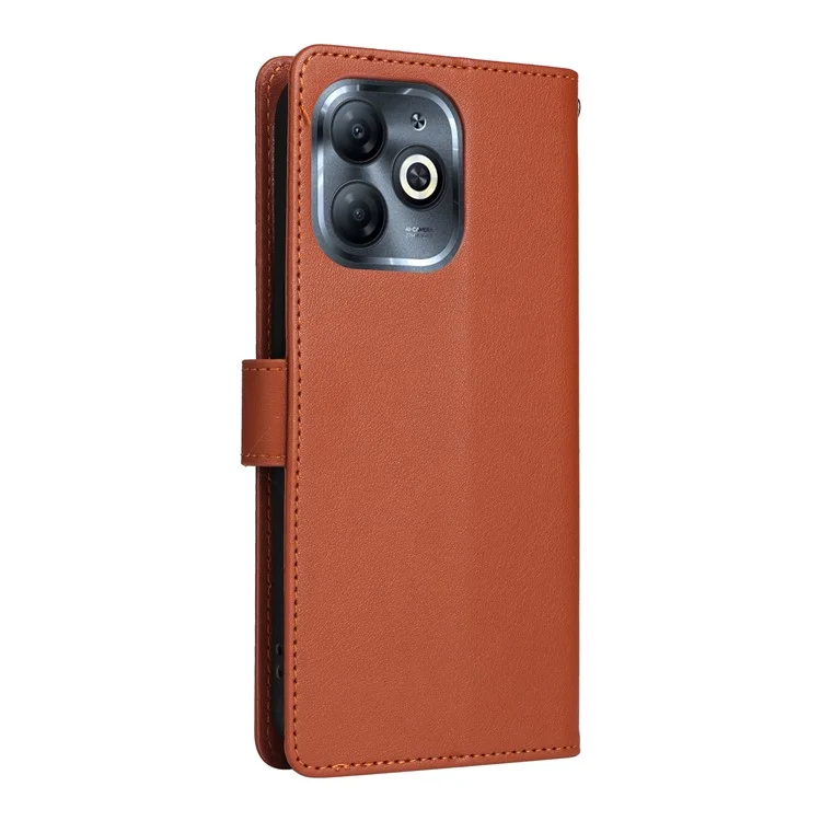 For Infinix Smart 8 4G Case Wallet Stand View PU Leather Phone Cover - Brown