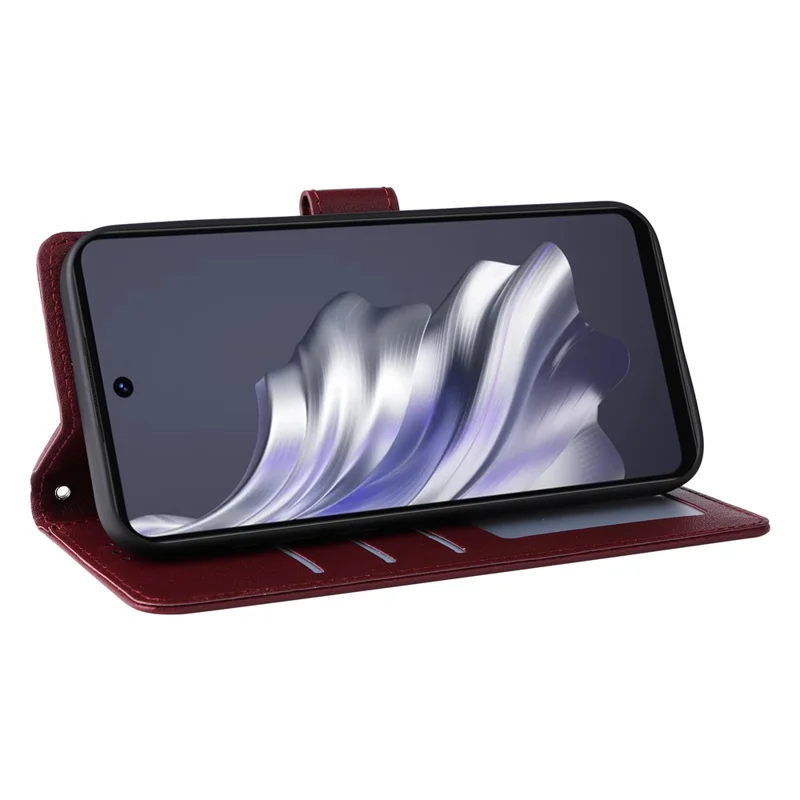 For TECNO Spark 20 Case Wallet Stand View PU Leather Phone Cover - Wine Red