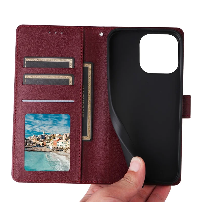 For TECNO Spark 20 Case Wallet Stand View PU Leather Phone Cover - Wine Red