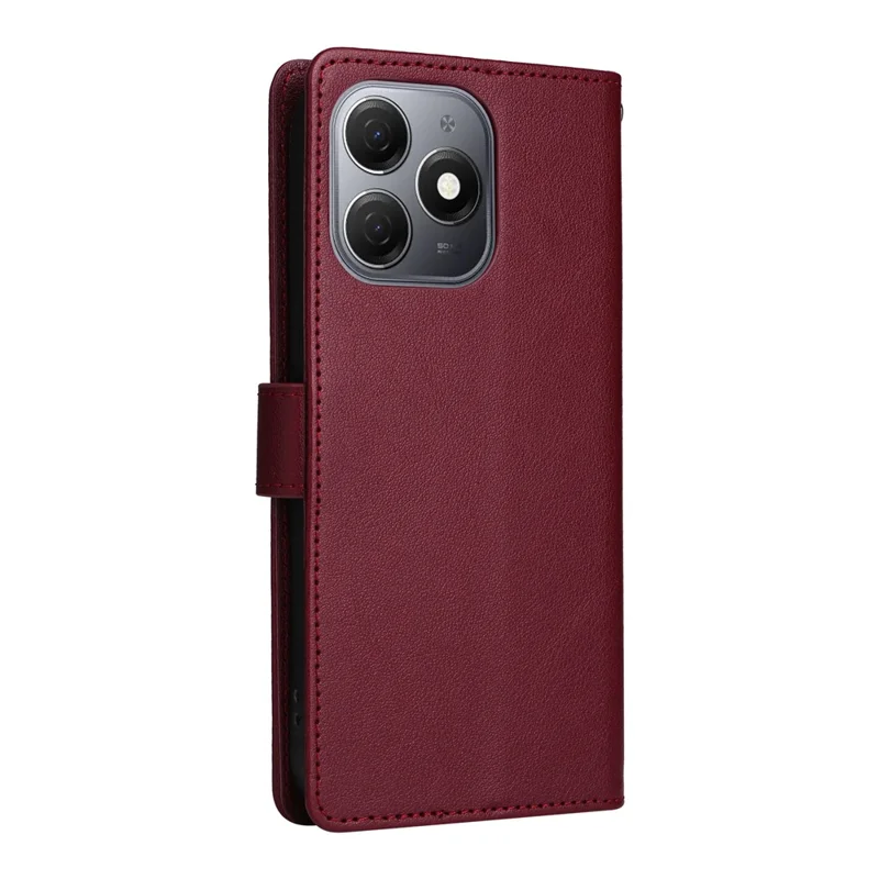 For TECNO Spark 20 Case Wallet Stand View PU Leather Phone Cover - Wine Red