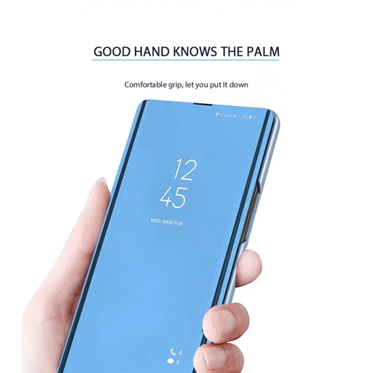 Чехол для Samsung Galaxy S24 FE с окном для просмотра и подставкой, кожаный флип-чехол для телефона - синий