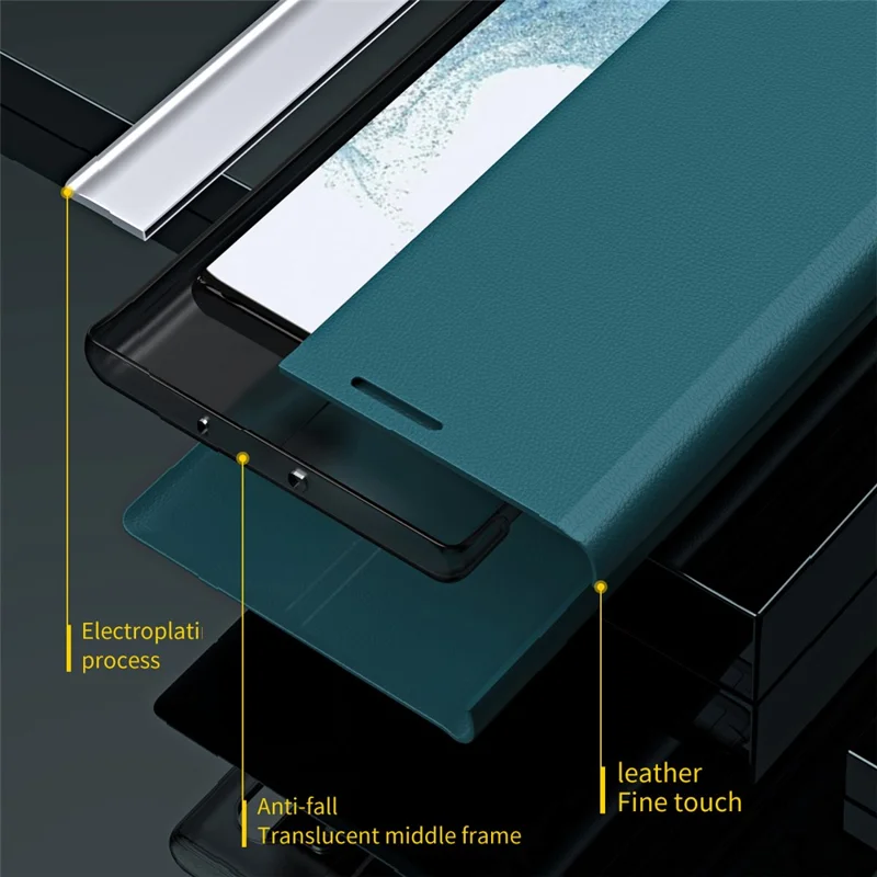 For Samsung Galaxy S24 FE Case Anti-Drop Leather Phone Cover with Stand - Green