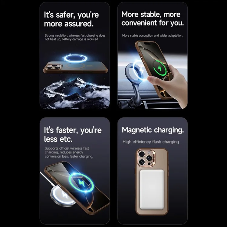 Sulada Для Iphone 16 Pro Max Case, Совместимый с Magsafe Ultra-Thin Pc+tpu. - Золото