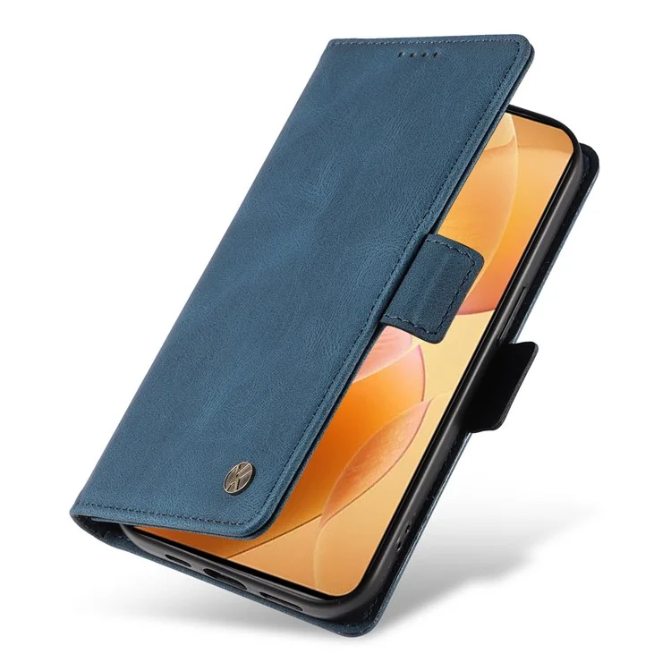 YIKATU YK-005 Capa carteira de couro PU para Xiaomi 14T Pro, capa para telefone com toque macio - Azul