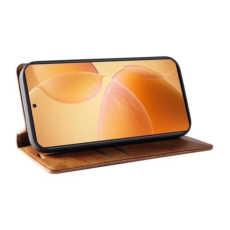 YIKATU YK-006 Per Xiaomi 14T Pro Custodia Portafoglio Litchi Grain Pelle Custodia per Telefono Magnetica Auto-Assorbita - Marrone