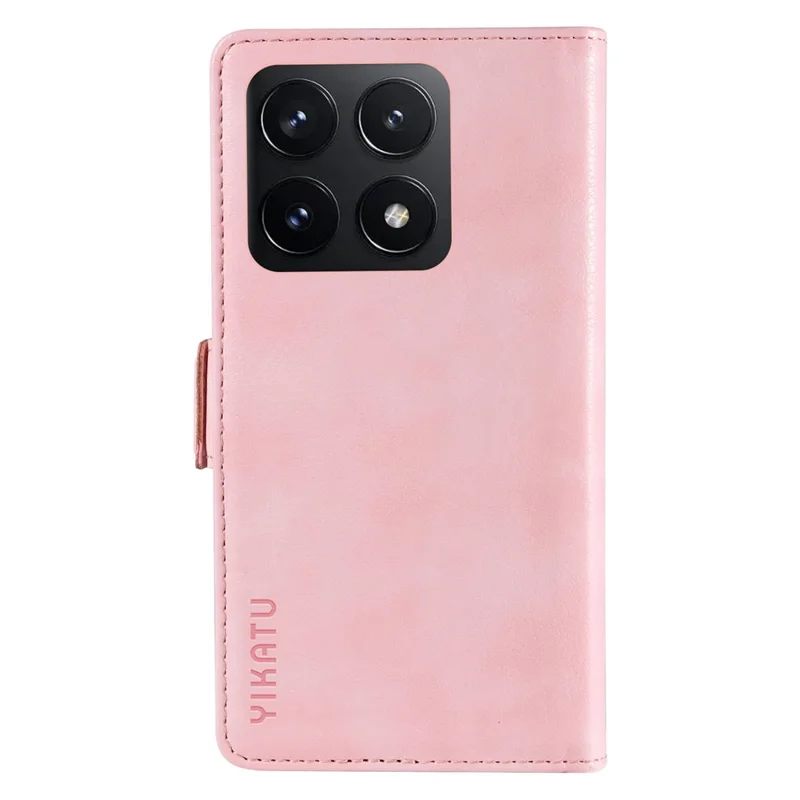 YIKATU YK-007 Чехол для Xiaomi 14T с боковой пряжкой, из ПУ кожи с текстурой личи - Розовый