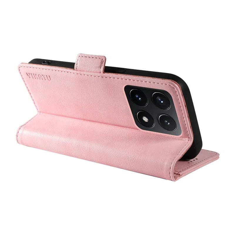YIKATU YK-007 Чехол для Xiaomi 14T с боковой пряжкой, из ПУ кожи с текстурой личи - Розовый