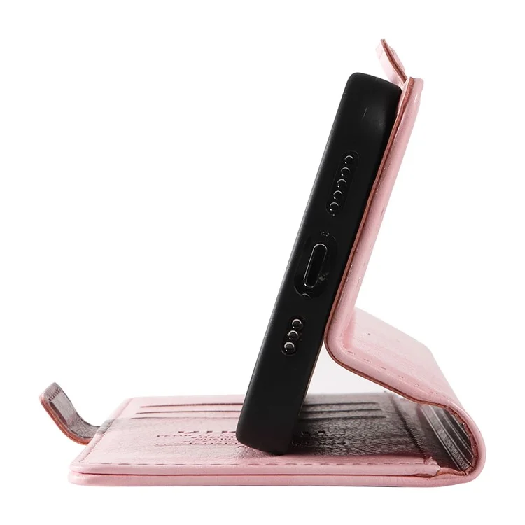 YIKATU YK-007 Чехол для Xiaomi 14T с боковой пряжкой, из ПУ кожи с текстурой личи - Розовый