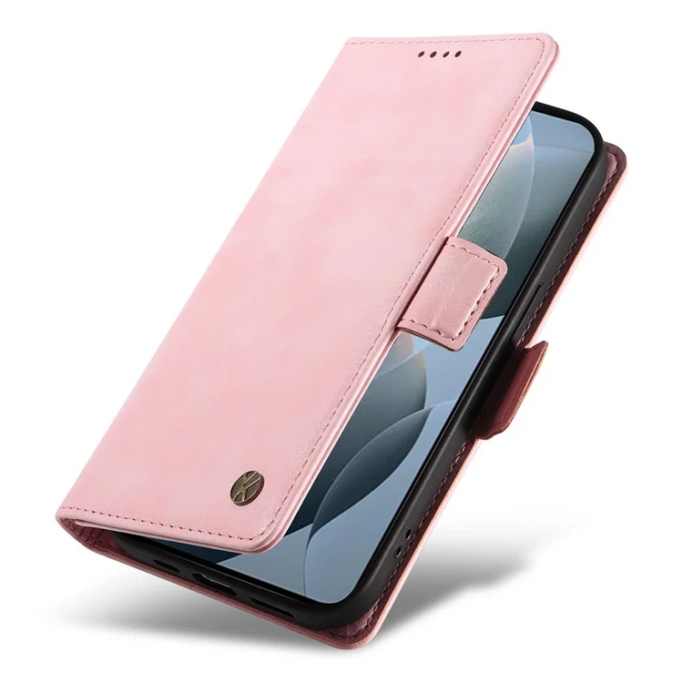 YIKATU YK-007 Чехол для Xiaomi 14T с боковой пряжкой, из ПУ кожи с текстурой личи - Розовый