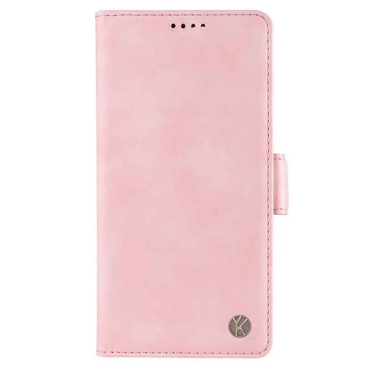 YIKATU YK-007 Чехол для Xiaomi 14T с боковой пряжкой, из ПУ кожи с текстурой личи - Розовый