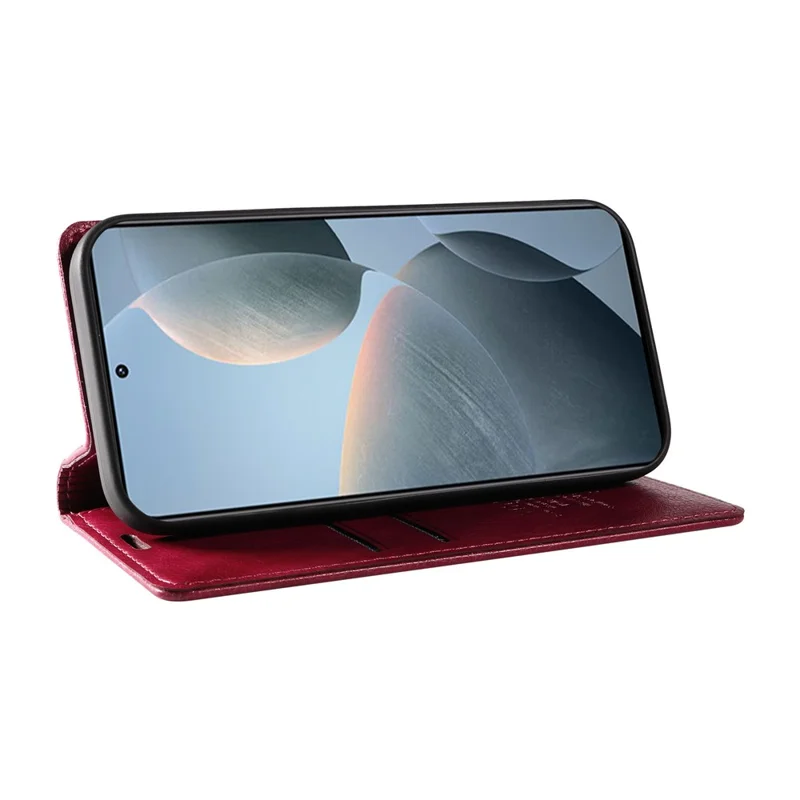 YIKATU YK-006 For Xiaomi 14T Case Wallet Litchi Grain Leather Phone Cover Magnetic Auto-Absorbed - Wine Red