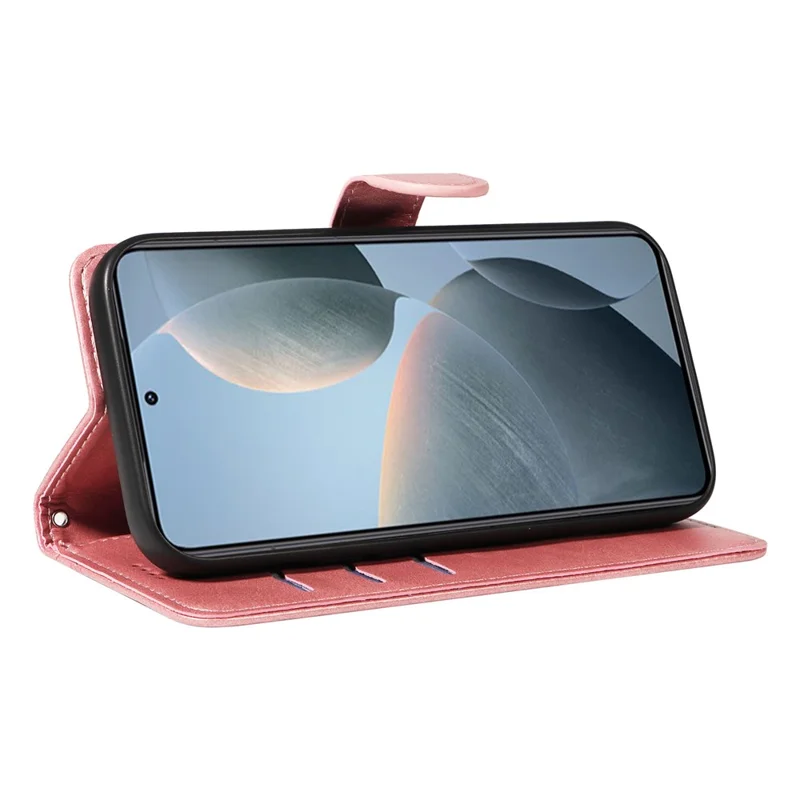 Per Xiaomi 14T Custodia Flip Wallet Linee a Forma di T in Pelle per Telefono - Oro Rosa