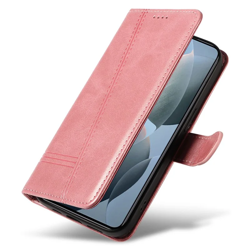 Per Xiaomi 14T Custodia Flip Wallet Linee a Forma di T in Pelle per Telefono - Oro Rosa