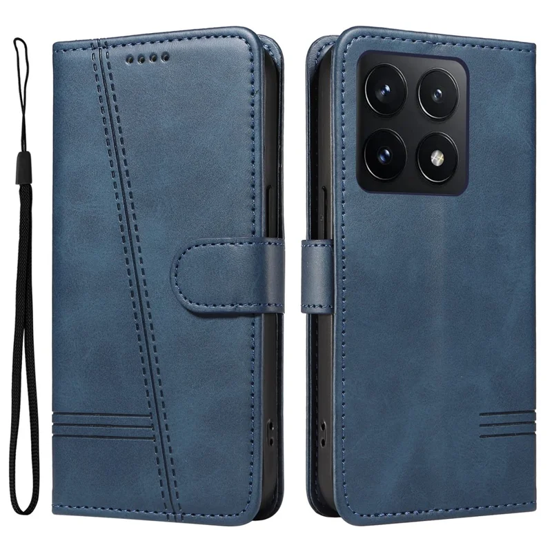 Flip pungtegnsbøsning til Xiaomi 14T med tegnlæderdæksel - Blå