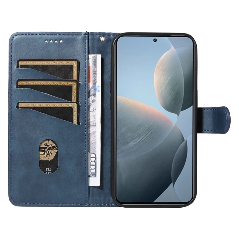 Flip pungtegnsbøsning til Xiaomi 14T med tegnlæderdæksel - Blå