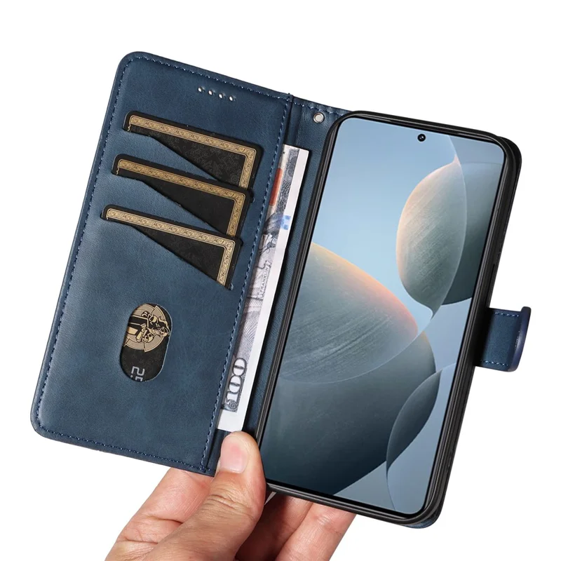 Flip pungtegnsbøsning til Xiaomi 14T med tegnlæderdæksel - Blå
